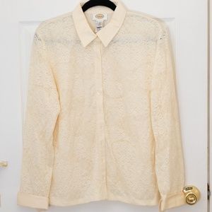 Talbot's Cream Stretch Lace Top XL